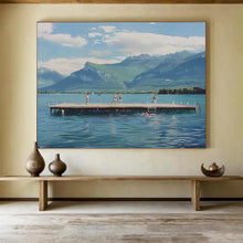 Load image into Gallery viewer, Scenic Lake & Mountain Abstract Painting for Coastal Home & Nature - Lover’s Lounge DKH093