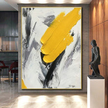 Load image into Gallery viewer, Yellow, Gray, and White Textured Art Acrylic Art - Great for Scandinavian - style Kitchen & Bright Home Office LargeART0616