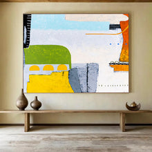 Load image into Gallery viewer, Pastel - Hued Geometric Abstract Painting on Canvas DKH545