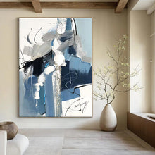 Load image into Gallery viewer, Blue & Gray Dynamic Abstract Painting, Perfect for Creative Studio & Modern Lounge LargeART2082