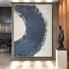 Load image into Gallery viewer, Oversized Blue Semi - Circular Textured Acrylic Art for Hallway & Minimalist Home LargeART0427