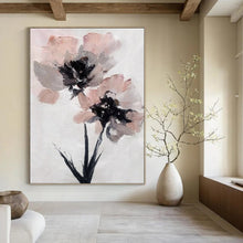 Load image into Gallery viewer, Pink & Gray Floral Abstract Painting, Perfect for Feminine Bedroom & Chic Boutique LargeART1428