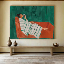 Load image into Gallery viewer, Relaxed Wine - Drinking Figure Abstract Painting for Modern Living Room & Wine Bar DKH233