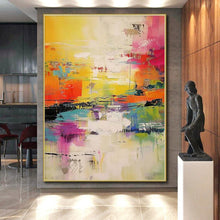 Load image into Gallery viewer, Oversized Hand - painted Vibrant Abstract Landscape Acrylic Art for Bohemian - Style Sunrooms LargeART0235
