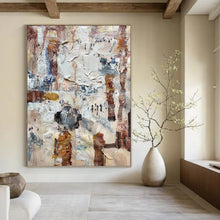 Load image into Gallery viewer, “Textured Urban Abstract Collage” - Multicolor Abstract Art on Canvas DKH1302