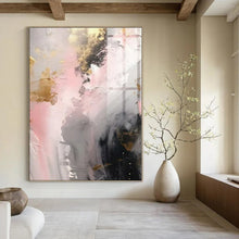Load image into Gallery viewer, Pink, Gray & Gold Abstract Dreamscape Canvas Painting, Perfect for Romantic Bedroom & Luxury Spa Lounge LargeART1245