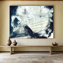 Load image into Gallery viewer, Dynamic Blue - White Abstract with Yellow Accents Acrylic painting DLZ141
