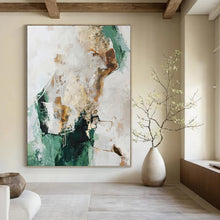 Load image into Gallery viewer, “Green - Gold Abstract Fusion” Abstract Painting on Canvas, Nature - Inspired Decor DKH1008
