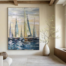 Load image into Gallery viewer, Sailboat Seascape Canvas Painting, Ideal for Coastal Home Office & Nautical - Themed Living Room LargeART1302