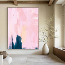 Load image into Gallery viewer, “Pink Haze” - Soft pinks, dark blue, layered brushstrokes, ethereal vibe DTP180