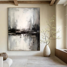 Load image into Gallery viewer, Grayscale Water Reflection Art for Modern Lakeside Home & Serene Art Gallery LargeART0922