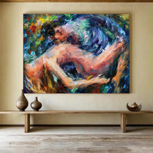 Load image into Gallery viewer, Hand - painted Colorful Embrace of Figures Acrylic Art for Romantic Living Room Walls LargeART1686