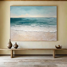 Load image into Gallery viewer, Textured Seaside Scene with Turquoise Waves Abstract acrylic painting DLZ062