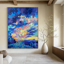 Load image into Gallery viewer, Blue & Orange Abstract Landscape Art, Perfect for Adventurous Living Room & Inspirational Office LargeART2112