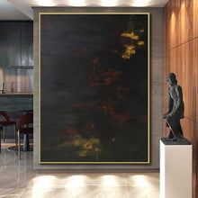 Load image into Gallery viewer, Large - Scale Dark Abstract with Red and Yellow Acrylic for Moody Home Theater & Sophisticated Art Lounge LargeART0354