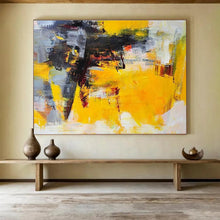 Load image into Gallery viewer, Bold Yellow Abstract Painting On Canvas DKH429