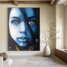 Load image into Gallery viewer, Blue - Hued Abstract Portrait Art, Ideal for Modern Studio & Bold Personal Space LargeART2152