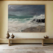 Load image into Gallery viewer, Stormy Sea with Crashing Waves Abstract acrylic painting DLZ043