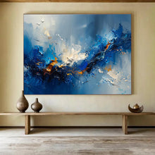 Load image into Gallery viewer, Blue Abstract Wave Painting on Canvas - “Ocean Energy” DKH704