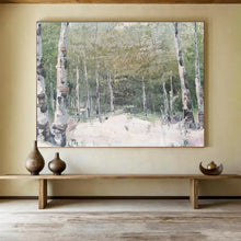 Load image into Gallery viewer, Aspen Forest Path Abstract Painting on Canvas - “Woodland Wander” DKH629