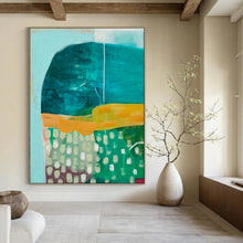 Load image into Gallery viewer, Teal, Orange & Green Abstract Painting, Perfect for Eclectic Living Room & Vibrant Studio LargeART1847