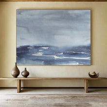 Load image into Gallery viewer, Monochromatic Blue Abstract Seascape for Coastal Bedroom & Relaxing Reading Nook DKH168