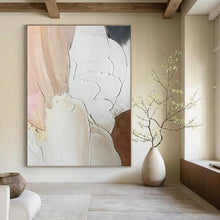 Load image into Gallery viewer, Textured White & Pink Abstract Painting, Ideal for Feminine Boudoir & Chic Café LargeART1437