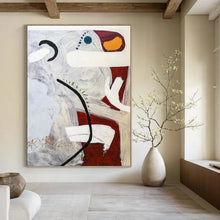 Load image into Gallery viewer, “Colorful Abstract Fusion” - Grey, Red, and Blue Shape Art, Abstract Painting on Canvas DKH1091