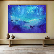 Load image into Gallery viewer, Blue Abstract Painting on Canvas - “Ocean Depths” DKH720