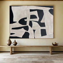 Load image into Gallery viewer, Black - and - White Geometric Abstract Painting for Modern Office & Minimalist Living Room DKH091