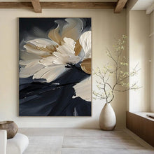Load image into Gallery viewer, Cream and Black Floral Art, Suited for Elegant Bedroom & Sophisticated Lounge LargeART1091