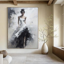 Load image into Gallery viewer, Black & White Figurative Abstract Painting, Ideal for Elegant Bedroom & Art - Themed Lounge LargeART2133