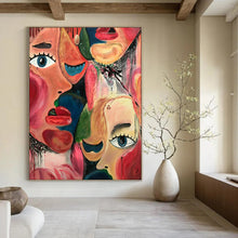 Load image into Gallery viewer, Cubist Abstract Portrait Art, Vibrant Color - Dripped Painting for Eclectic Lounge & Bold Office LargeART2235