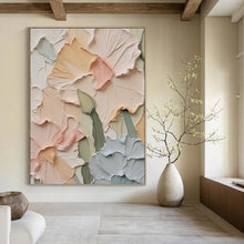 Load image into Gallery viewer, “Soft Toned Floral Impasto” - 3D Flower Art on Canvas DKH1393