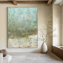 Load image into Gallery viewer, “Teal & Brown Textured Abstract” - Rustic Abstract Art on Canvas DKH1472