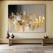 Load image into Gallery viewer, Gold & Grey Abstract City - Luxe Living Room Art LargeART1555