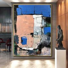 Load image into Gallery viewer, Large - Scale Pink - Blue Urban Abstract Art for Rooftop Lounge & Creative Office LargeART0468