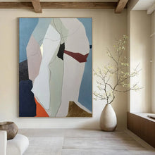 Load image into Gallery viewer, “Green - White Flowing Forms” Abstract Painting on Canvas, Nature - Inspired Bathroom Decor DKH1053