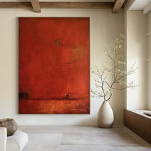 Load image into Gallery viewer, “Warm Red Monochrome” - Deep Red, Rust Abstract Art on Canvas DKH1117