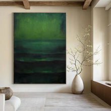 Load image into Gallery viewer, “Deep Green Layers” - Dark Green Abstract Art on Canvas DKH1189