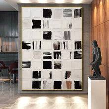 Load image into Gallery viewer, Monochrome Grid Abstract Art – Great for Industrial - Chic Loft & Gallery - Style Hallway LargeART0676