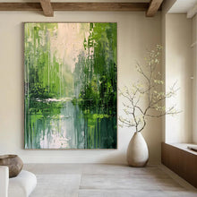 Load image into Gallery viewer, “Green Forest Reflection” - Impressionistic Abstract Acrylic, Great for Nature - Themed Living Room and Conservatory DTP002