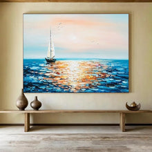 Load image into Gallery viewer, Sunrise Sail: Gentle Dawn - Themed Abstract Large - Scale Hand - painted Abstract Acrylic Art DLZ188