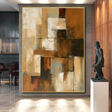 Load image into Gallery viewer, Earthy Toned Abstract Blocks Acrylic Art - Great for Rustic - style Kitchen & Mid - century Modern Lounge LargeART0600