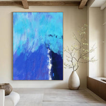 Load image into Gallery viewer, Abstract Painting, Cool Blue Textured Art - Ideal for Home Office & Study Room LargeART2334