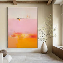 Load image into Gallery viewer, Soft Pink - Orange Horizon Abstract Canvas Painting, Perfect for Romantic Bedroom & Calming Lounge LargeART1175