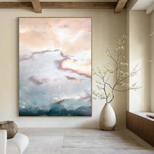 Load image into Gallery viewer, “Cloud Drift” - Blush, white, soft blue, with hints of gold, like sunrise clouds DTP165