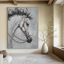 Load image into Gallery viewer, Realistic - Style Abstract Painting, Textured Horse Art for Equestrian Club & Traditional Living Room LargeART2179