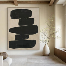 Load image into Gallery viewer, Stacked Black Shapes Abstract Art for Industrial - chic Loft & Contemporary Art Gallery LargeART0936