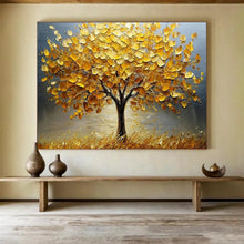 Load image into Gallery viewer, Hand - painted Substantial Golden Autumn Tree Acrylic Art for Cozy Family Rooms LargeART1767
